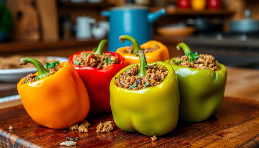 rezept für gefüllte paprika mit hackfleisch im backofen