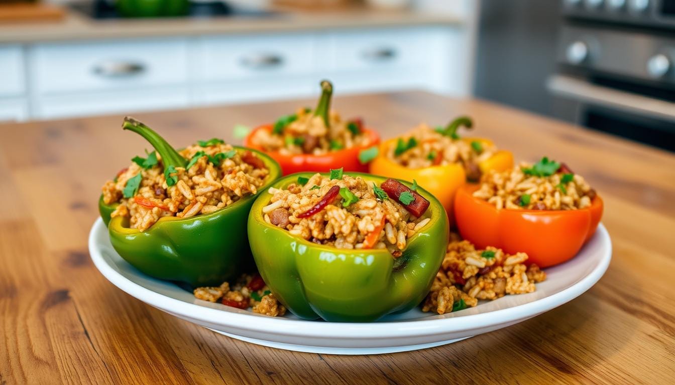 rezept gefüllte paprika mit reis und hackfleisch