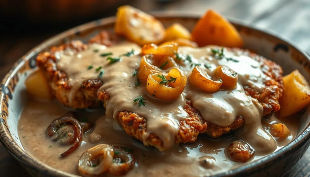 Zwiebel Sahne Schnitzel