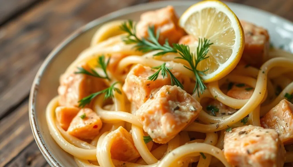 Bandnudeln mit Lachs