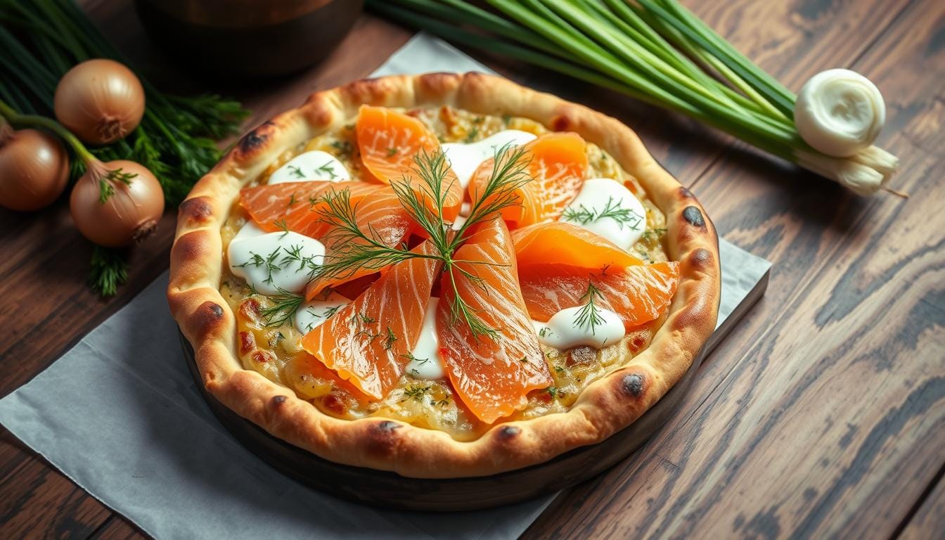 Flammkuchen mit Lachs
