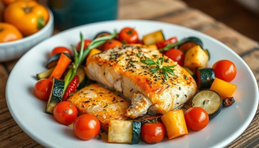 Lachs mit Gemüse zubereiten Lachs mit Gemüse zubereiten