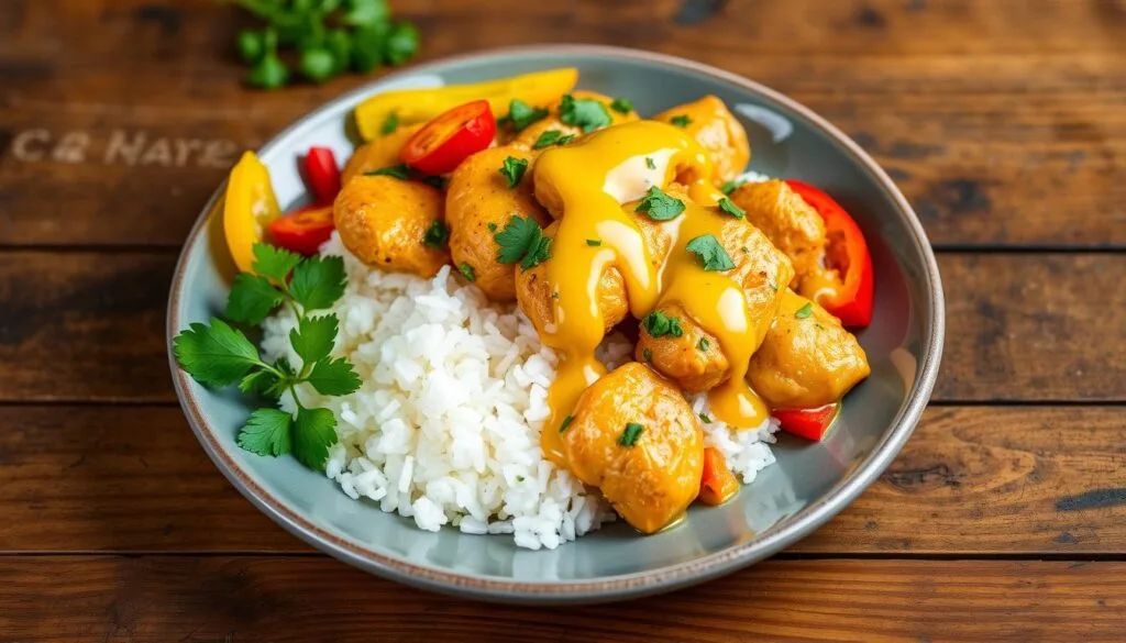 Honig Senf Hähnchen mit Reis
