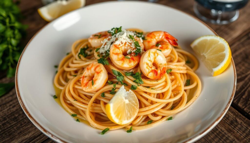 Spaghetti mit Garnelen