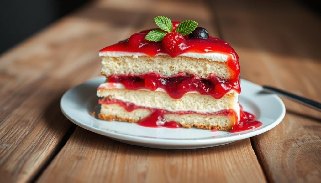 kuchen mit rote grütze