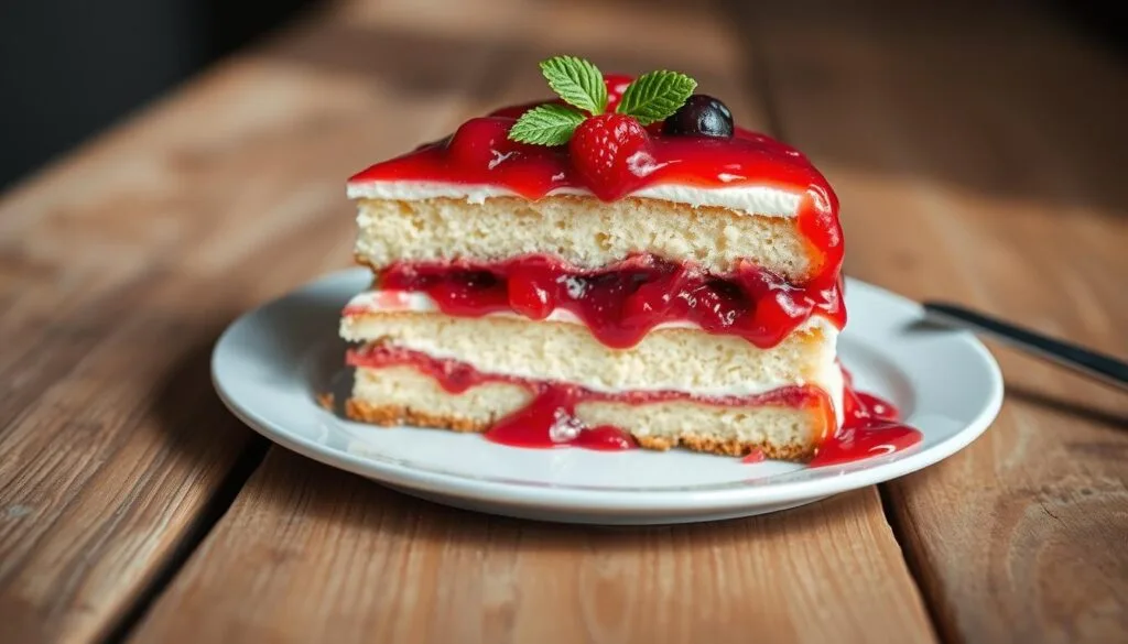 kuchen mit rote grütze