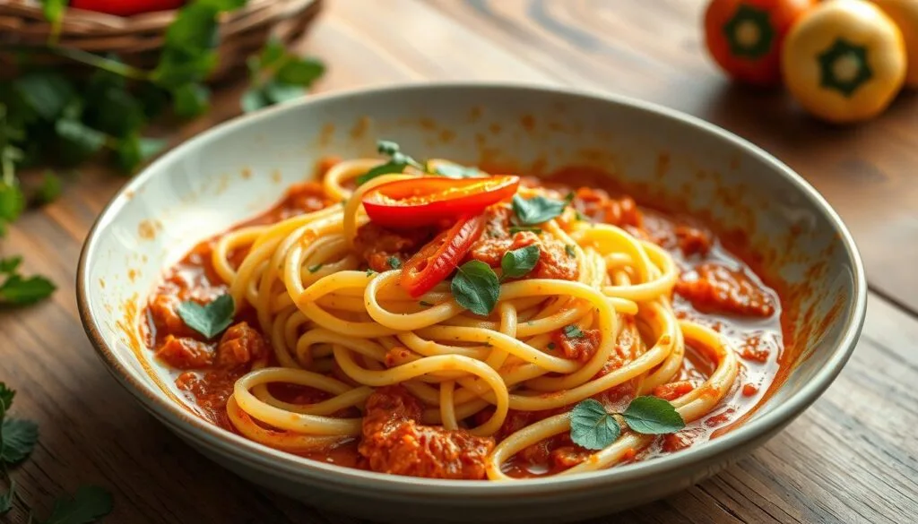 pasta mit würziger soße pasta mit würziger soße