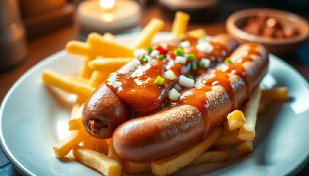 Currywurst mit gewürzketchup und bratwurst Currywurst mit gewürzketchup und bratwurst