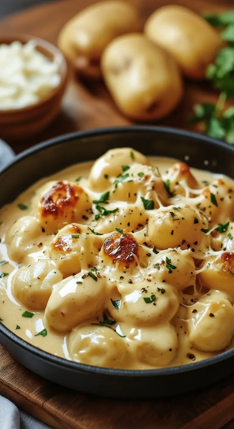 Cremige Knoblauchsauce mit Babykartoffeln