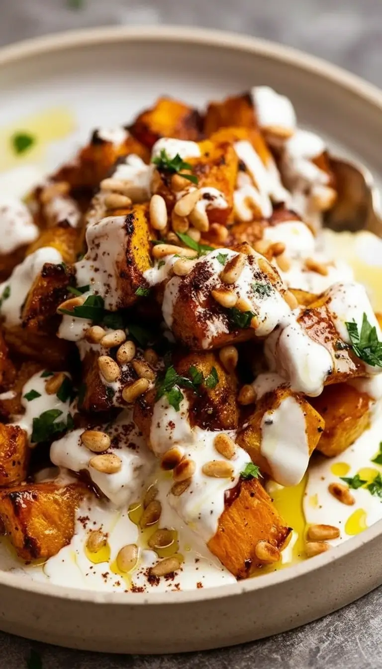 Gerösteter Kürbis mit Joghurtsauce