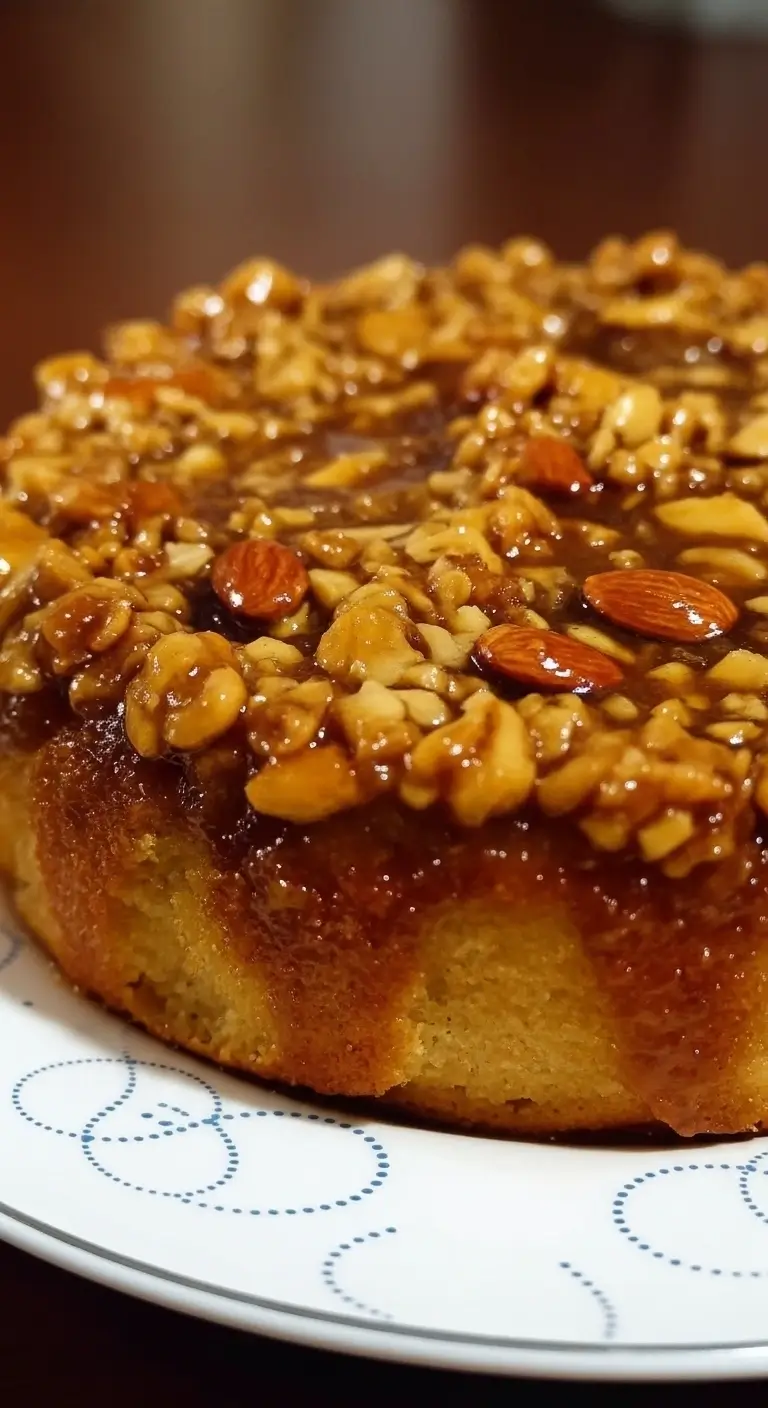 Gestürzter Nusskuchen