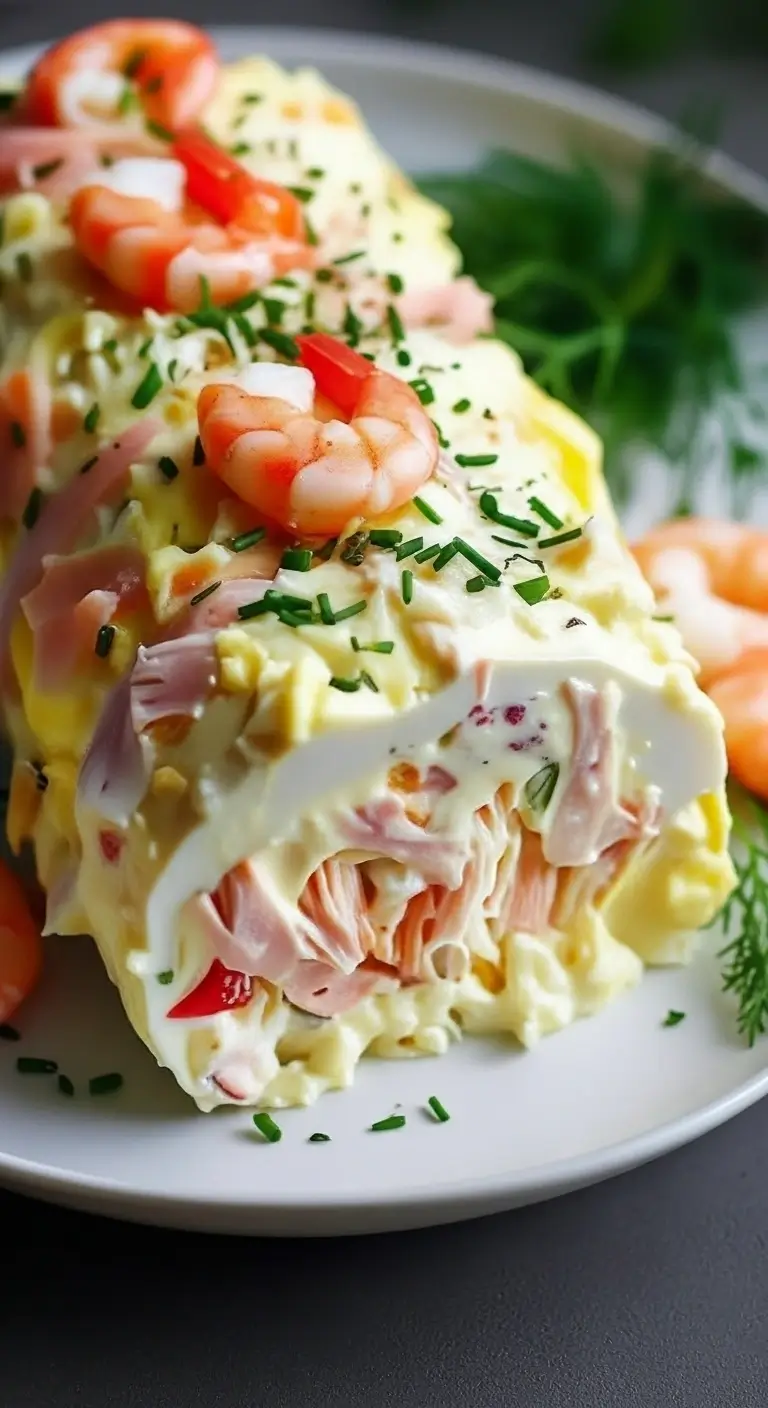 Herzhaftes Brötchen mit Meeresfrüchte