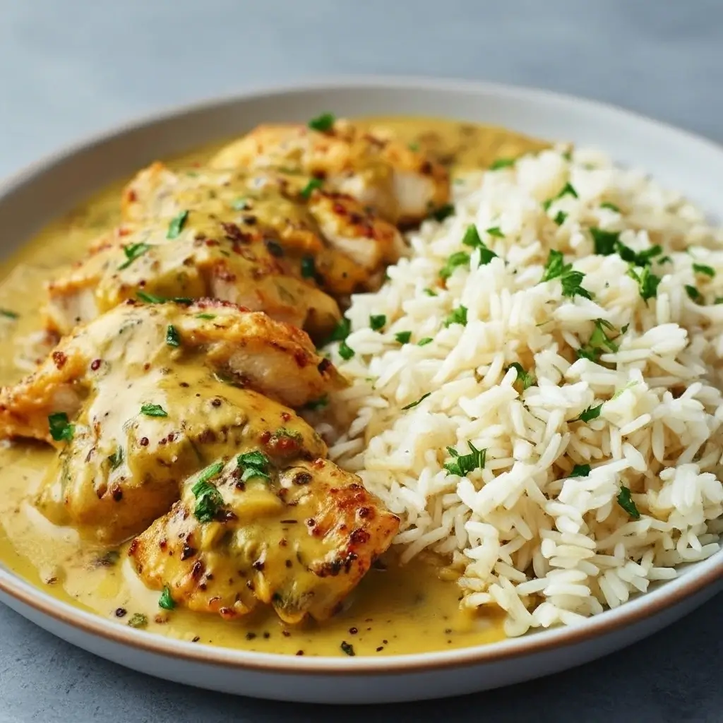 Honig-Senf-Hähnchen mit Reis