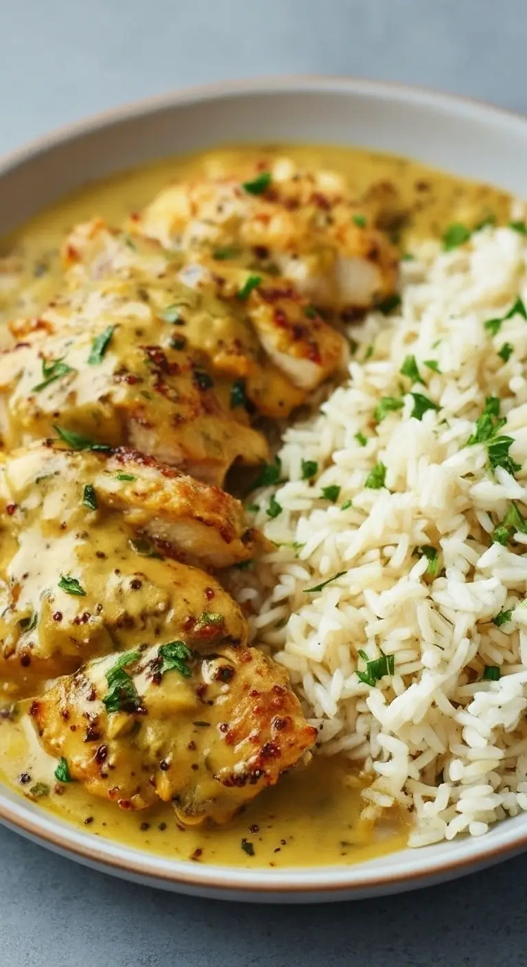 Honig-Senf-Hähnchen mit Reis