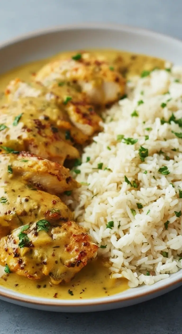 Honig-Senf-Hähnchen mit Reis