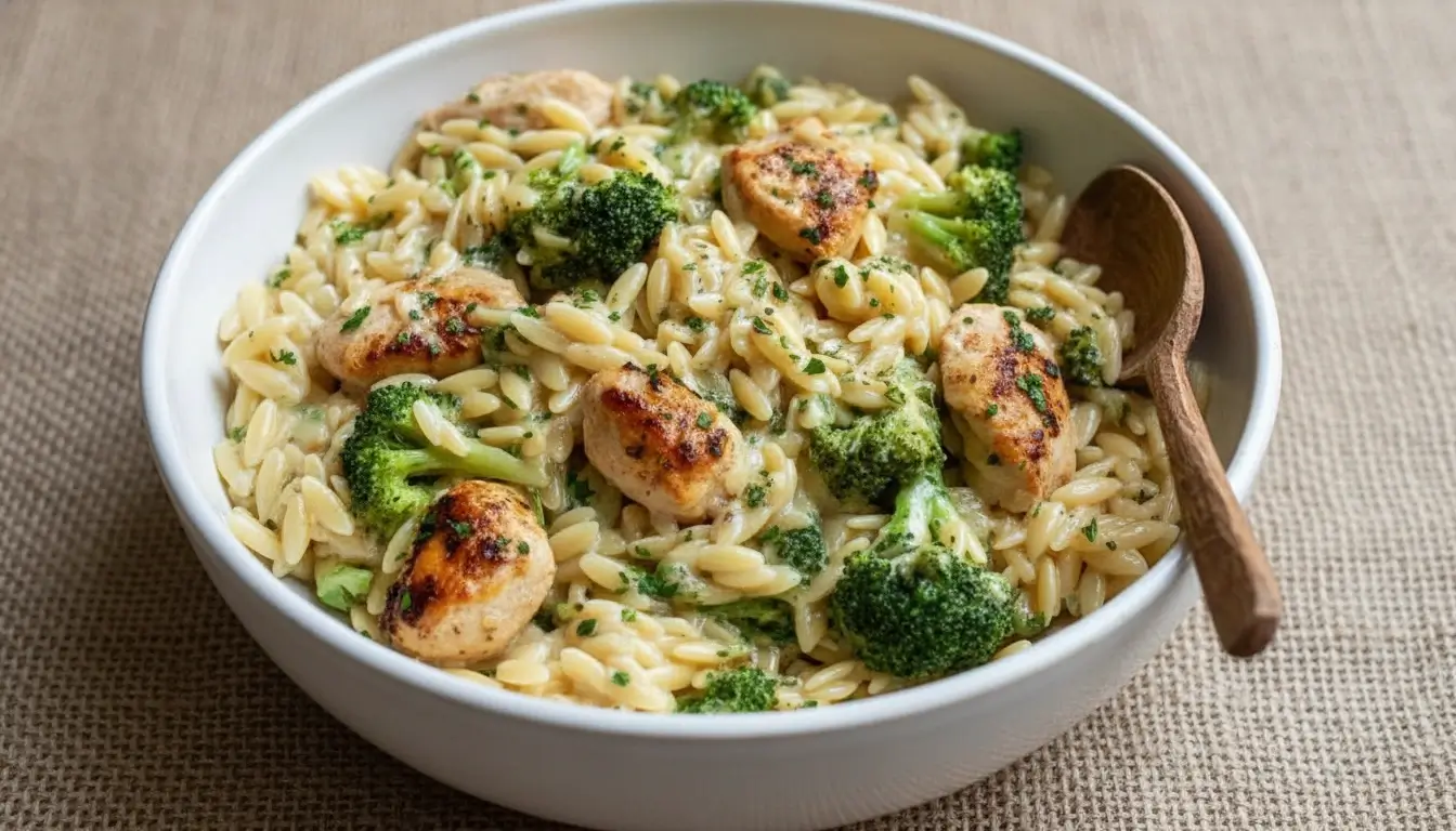 Käse-Hähnchen-Brokkoli-Orzo